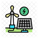 Wind And Solar Energy Wind Mill Solar Panel Icon