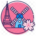 Meuropeeurop Windmill Wind Turbine Cherry Blossom Icon