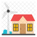 Wind Turbine Home Solar House Homestead Icon