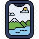 窓、飛行機、山の景色 アイコン
