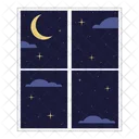 Window Night Nighttime Moon Nighttime Window Icon