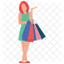 Window Shopping Girl Standing Shopping Girl Icon