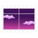 Window Isolated Twilight Sky Stars Window View Icon