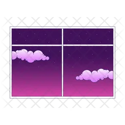 Window view with twilight sky stars  Icon