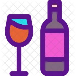 Wine Bottle And Glass  Icon