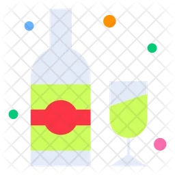 Wine Bottle And Glass  Icon