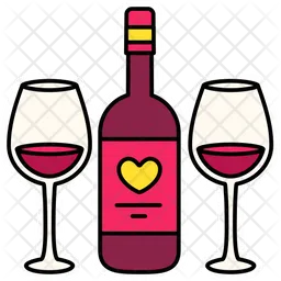 Wine Heart With Glass  Icon