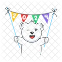 Bear Banner Winking Bear Party Pennants Icon