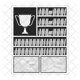 Winner cup on bookcase shelf  Icon