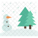 Winter Snowing Snowman Icon