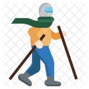 Winter Nordic Walking Walk Travel Icon