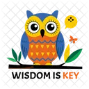 Wisdom Is Key Owl Bird Icon