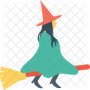 Witch Halloween Broom Icon