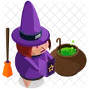 Witch Cauldron Broom Icon
