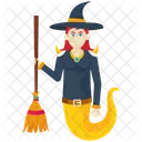 Witch Girl Broom Icon