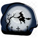 Witch flying on broom  Icon
