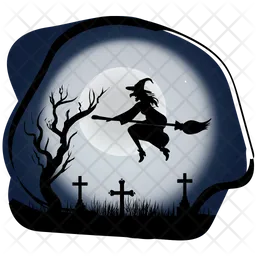 Witch flying on broom  Icon