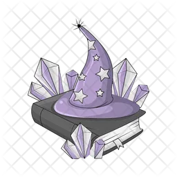 Witch hat with magic book  Icon