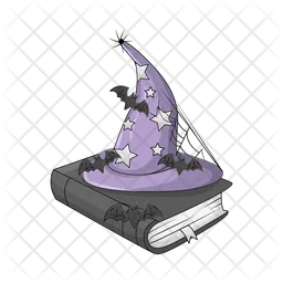Witch hat with magic book  Icon