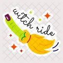 Witch Ride Witch Broom Witch Broomstick Icon