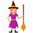 Witch with Broom  Icon