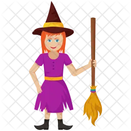 Witch with Broom  Icon