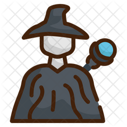 Wizard Icon - Download in Colored Outline Style