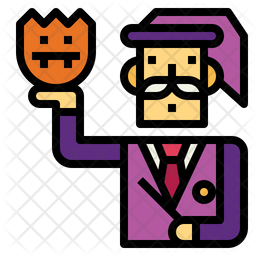 Wizard Icon - Download in Colored Outline Style
