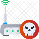 WLAN Hack Gefahr Totenkopf Symbol