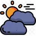Bewolkt Weisses Wetter Sonne Symbol