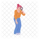 Woman Through Magnifying Glass Icon