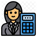 Accountant Woman Calculator Icon