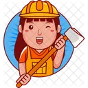 Builder Cartoon Character Icon