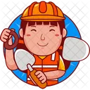 Builder Cartoon Character 아이콘