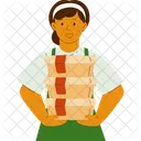 Woman Carrying Boxed Rice Rice Box Food Icon