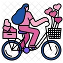 Woman Cycling With Balloons  Icon