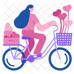 Woman Cycling With Balloons  Icon