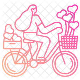 Woman Cycling With Balloons  Icon
