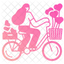 Woman Cycling With Balloons  Icon