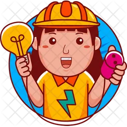 Woman Electrician Logo  Icon