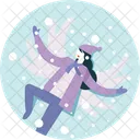 Woman Enjoy Winter Icon