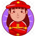 Firefighter Cartoon Character Icon