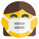 Woman Grinning Emoji With Face Mask Emoji Icon