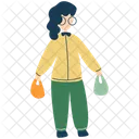 Woman Holding Grocery Bags Icon