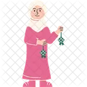 Woman Holding Ketupat Icon