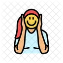 Woman Holding Emoticon Icon