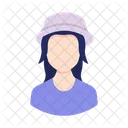 Woman Long Hair Hat Avatar  Icon