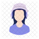 Woman Long Hair Hat Headphone Avatar  Icon