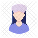 Woman Long Hair Retro Hat Avatar  Icon