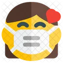 Woman Love Emoji With Face Mask Emoji Icon